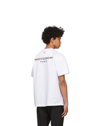 T-shirt à col rond imprimé blanc et noir Wooyoungmi