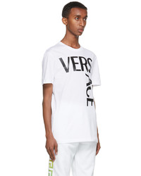 T-shirt à col rond imprimé blanc et noir Versace