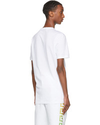 T-shirt à col rond imprimé blanc et noir Versace