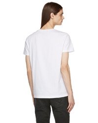 T-shirt à col rond imprimé blanc et noir Balmain