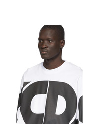 T-shirt à col rond imprimé blanc et noir Gcds