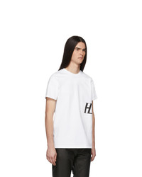 T-shirt à col rond imprimé blanc et noir Helmut Lang