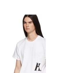 T-shirt à col rond imprimé blanc et noir Helmut Lang