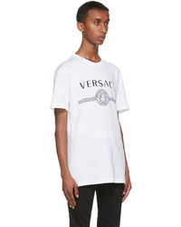 T-shirt à col rond imprimé blanc et noir Versace