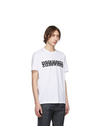 T-shirt à col rond imprimé blanc et noir DSQUARED2