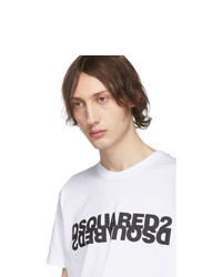 T-shirt à col rond imprimé blanc et noir DSQUARED2