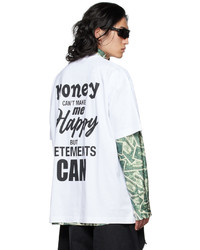 T-shirt à col rond imprimé blanc et noir Vetements