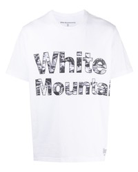 T-shirt à col rond imprimé blanc et noir White Mountaineering