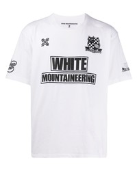 T-shirt à col rond imprimé blanc et noir White Mountaineering