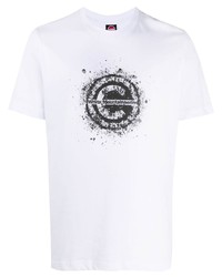 T-shirt à col rond imprimé blanc et noir White Mountaineering