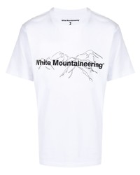 T-shirt à col rond imprimé blanc et noir White Mountaineering