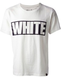 T-shirt à col rond imprimé blanc et noir White Mountaineering