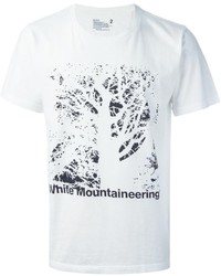 T-shirt à col rond imprimé blanc et noir White Mountaineering