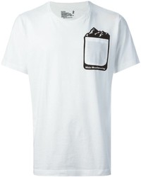 T-shirt à col rond imprimé blanc et noir White Mountaineering