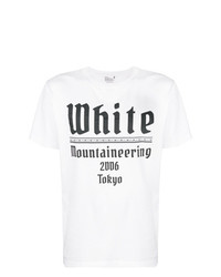 T-shirt à col rond imprimé blanc et noir White Mountaineering