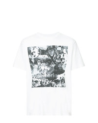 T-shirt à col rond imprimé blanc et noir White Mountaineering