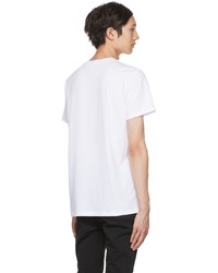 T-shirt à col rond imprimé blanc et noir Balmain