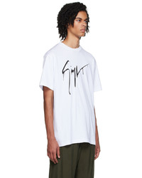 T-shirt à col rond imprimé blanc et noir Giuseppe Zanotti