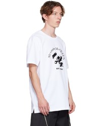 T-shirt à col rond imprimé blanc et noir Alexander McQueen