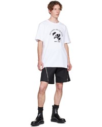 T-shirt à col rond imprimé blanc et noir Alexander McQueen