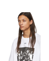 T-shirt à col rond imprimé blanc et noir Off-White
