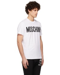 T-shirt à col rond imprimé blanc et noir Moschino