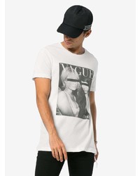 T-shirt à col rond imprimé blanc et noir Ksubi