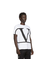 T-shirt à col rond imprimé blanc et noir Valentino