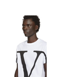 T-shirt à col rond imprimé blanc et noir Valentino