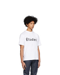 T-shirt à col rond imprimé blanc et noir Études