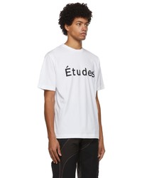 T-shirt à col rond imprimé blanc et noir Études