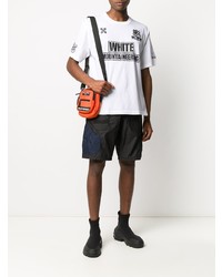 T-shirt à col rond imprimé blanc et noir White Mountaineering