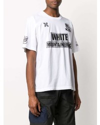 T-shirt à col rond imprimé blanc et noir White Mountaineering