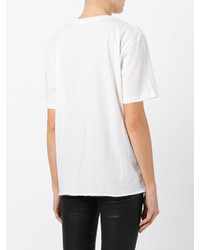 T-shirt à col rond imprimé blanc et noir Saint Laurent