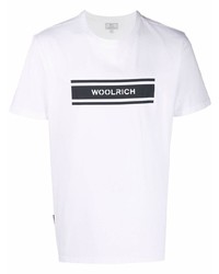 T-shirt à col rond imprimé blanc et noir Woolrich