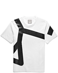 T-shirt à col rond imprimé blanc et noir Wooyoungmi
