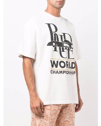 T-shirt à col rond imprimé blanc et noir Rhude