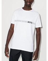 T-shirt à col rond imprimé blanc et noir BOSS