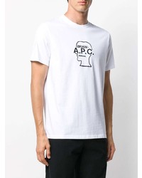 T-shirt à col rond imprimé blanc et noir A.P.C.