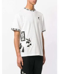 T-shirt à col rond imprimé blanc et noir Damir Doma