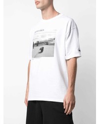 T-shirt à col rond imprimé blanc et noir Off-White