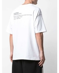 T-shirt à col rond imprimé blanc et noir Off-White