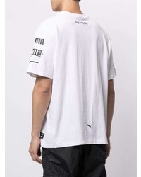 T-shirt à col rond imprimé blanc et noir Puma