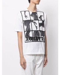 T-shirt à col rond imprimé blanc et noir Junya Watanabe MAN