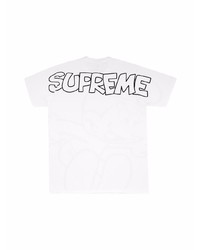 T-shirt à col rond imprimé blanc et noir Supreme