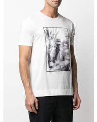 T-shirt à col rond imprimé blanc et noir Limitato