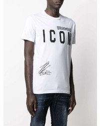 T-shirt à col rond imprimé blanc et noir DSQUARED2