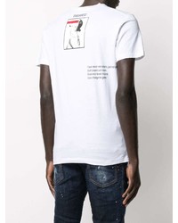 T-shirt à col rond imprimé blanc et noir DSQUARED2