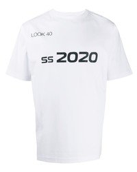 T-shirt à col rond imprimé blanc et noir Xander Zhou