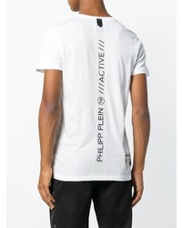 T-shirt à col rond imprimé blanc et noir Philipp Plein